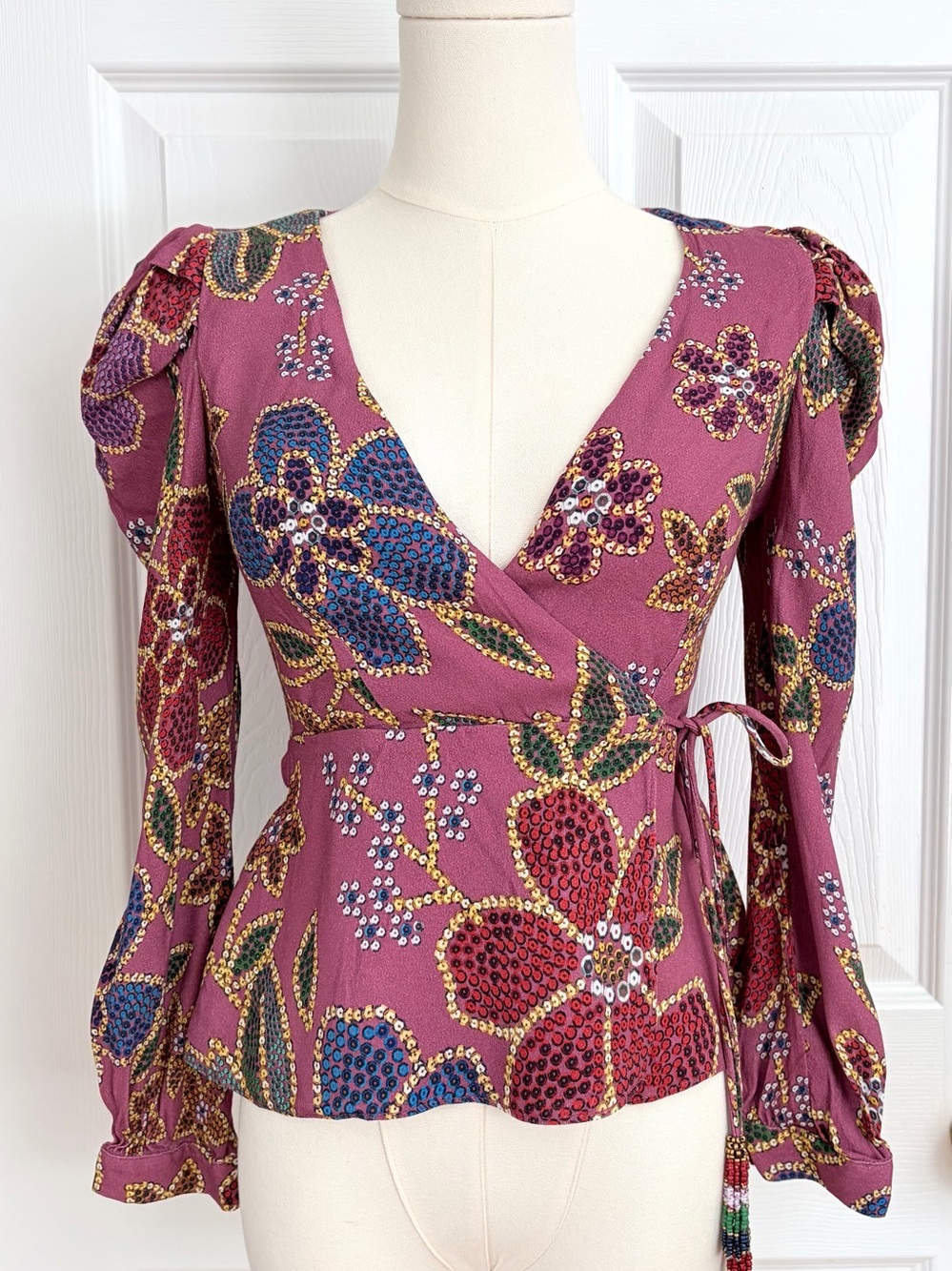 Farm Rio Floral Wrap Top Size XS